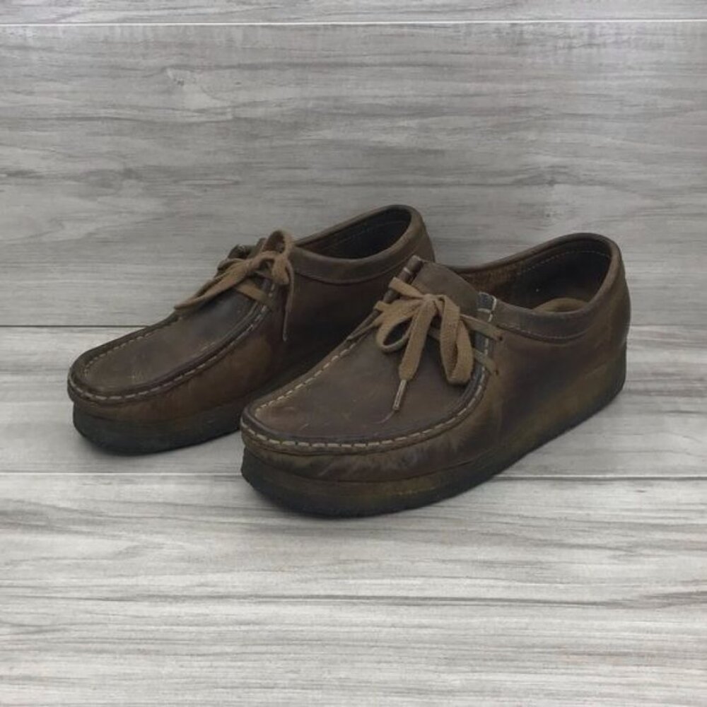 Clarks Brown Leather Wallabee-Style Flats - Picture 3 of 12